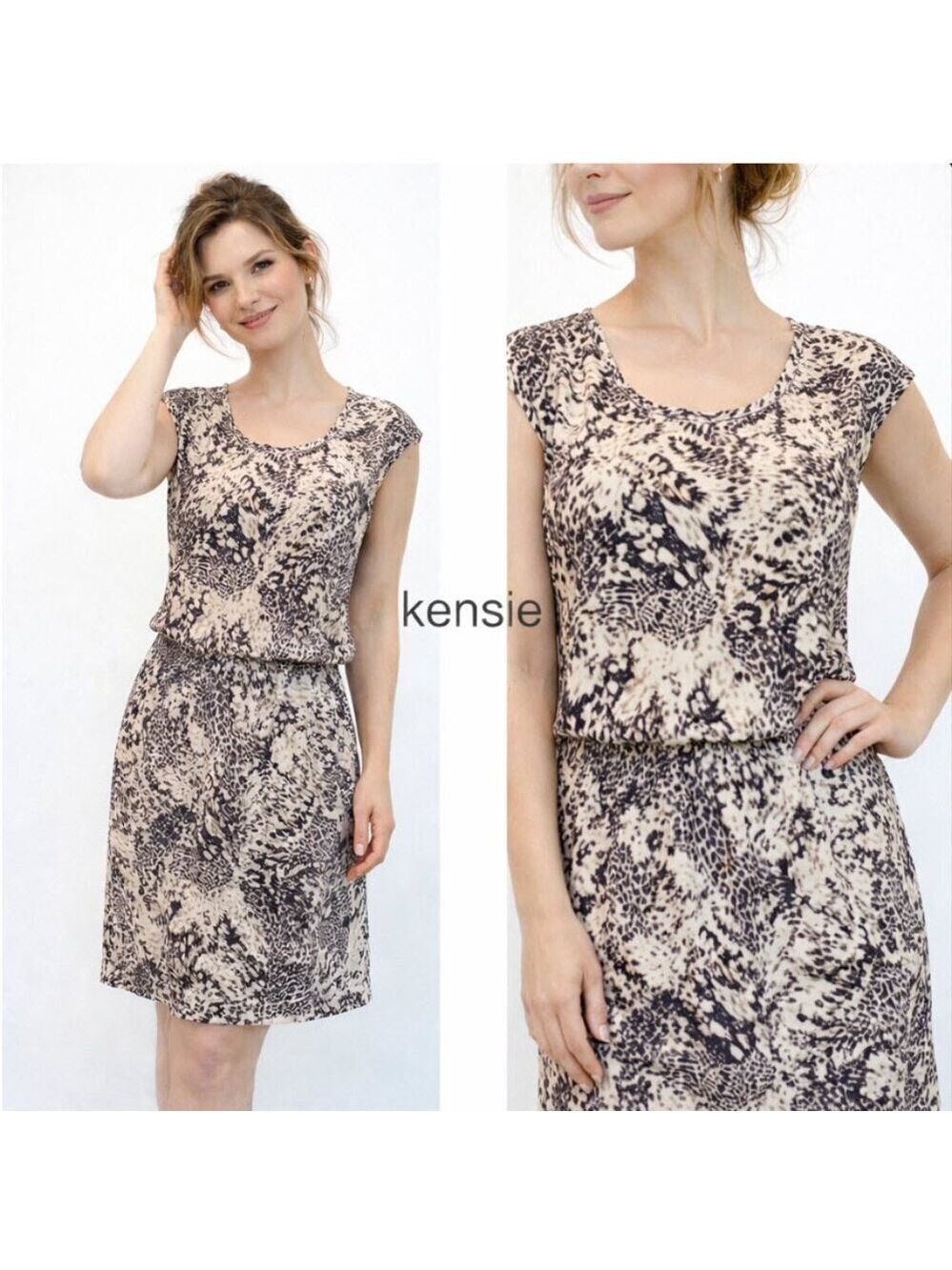 Kensie Sheath Mini Dress Animal print Crew Neck Size large